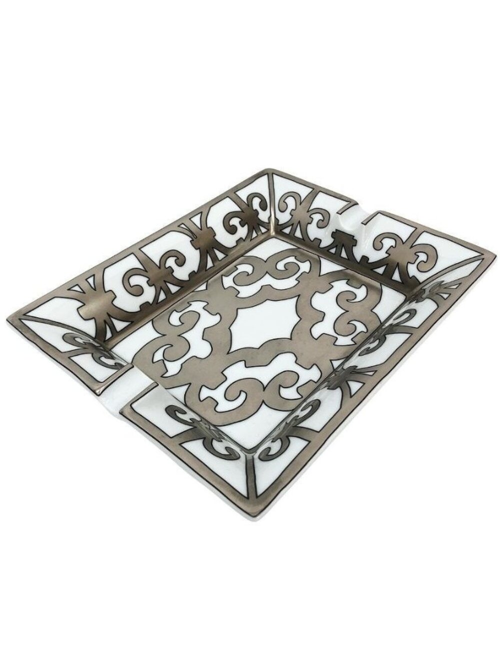 Hermes Ashtray Ceramic Guadalquivir Platinum Interior Case